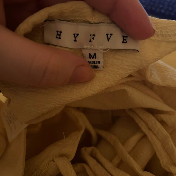 HYFVE Cottagecore Balloon Sleeve Mini Dress M – Soft Yellow Boho Style - Picture 8 of 11